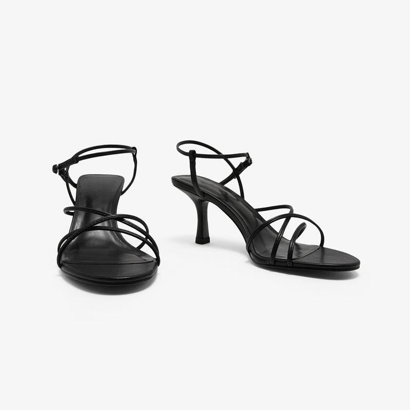 Fieno Graceful Diagonal Heel Sandals - Fieno