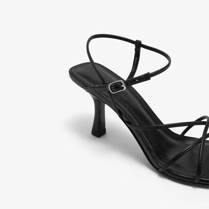 Fieno Graceful Diagonal Heel Sandals - Fieno