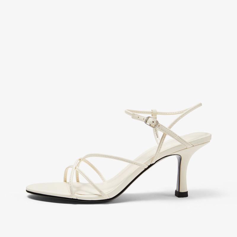 Fieno Graceful Diagonal Heel Sandals - Fieno