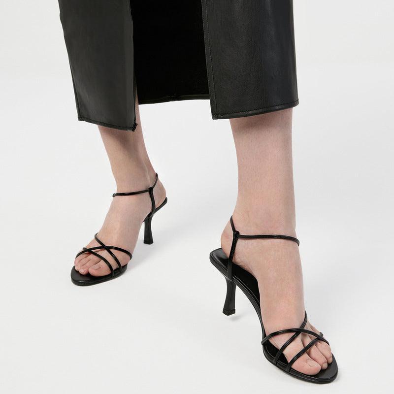 Fieno Graceful Diagonal Heel Sandals - Fieno