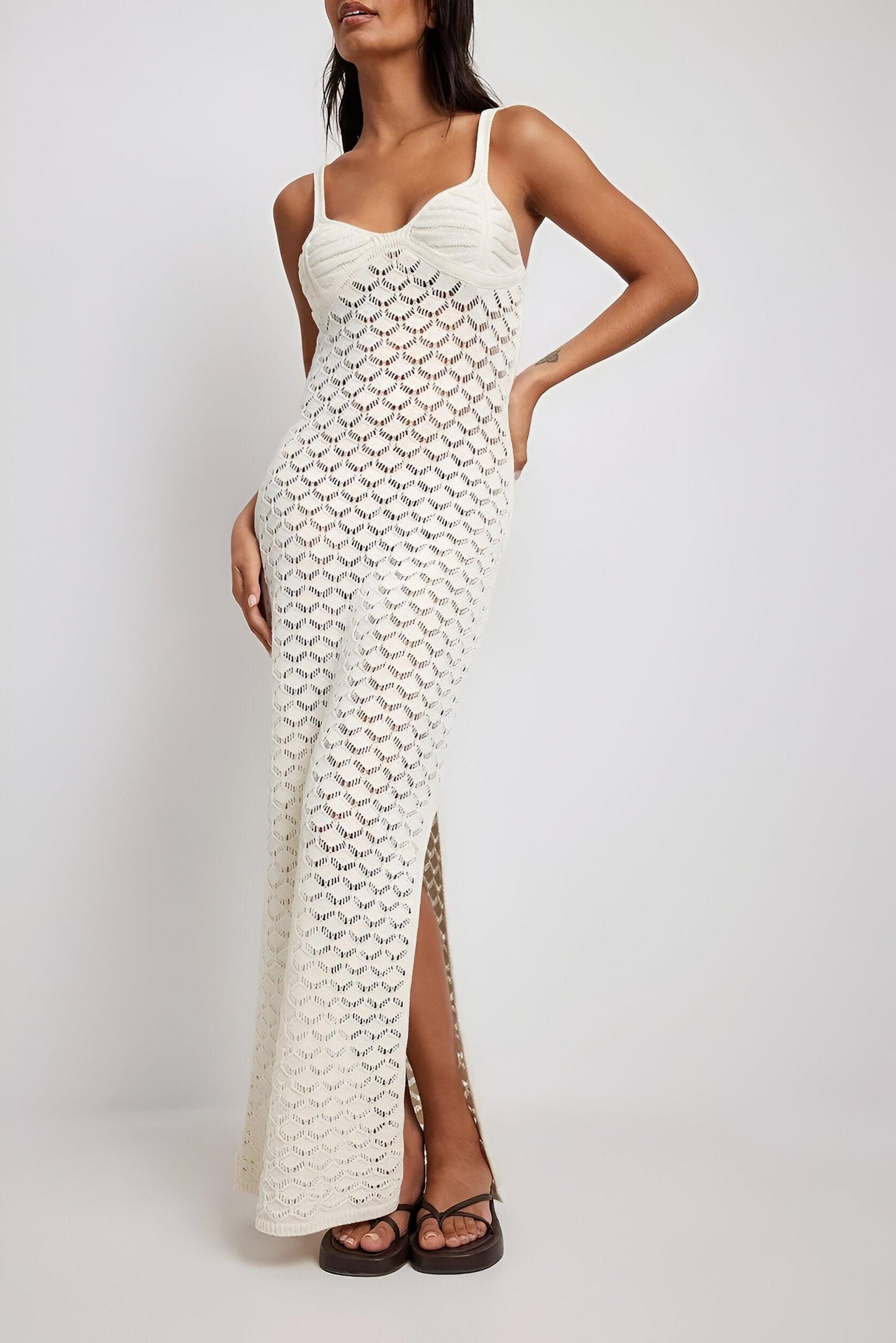 Fieno Crochet Lace Slip Maxi Dress - Fieno