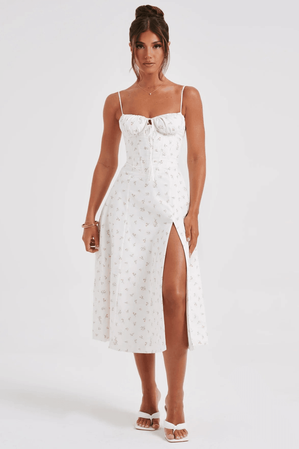 Fieno Floral Midi Slip Dress - Fieno - Midi Dress - Floral Dress - Dresses - White Dress