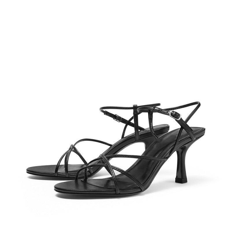 Fieno Graceful Diagonal Heel Sandals - Sandals - Fieno