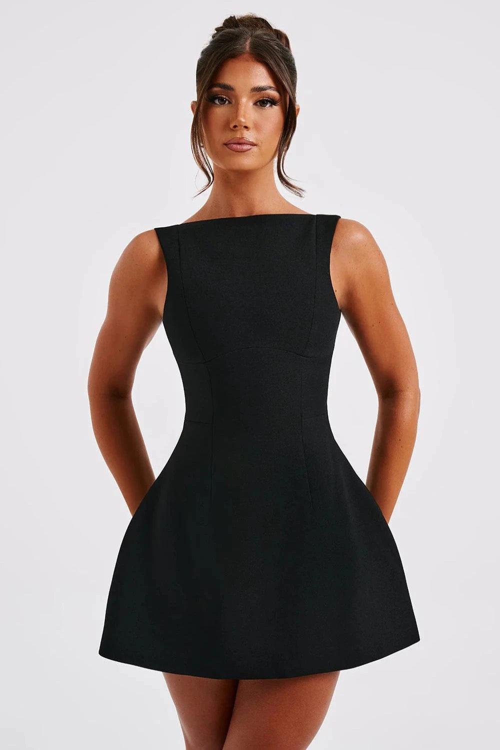 Fieno Sleeveless Short Dresses - Fieno - Black