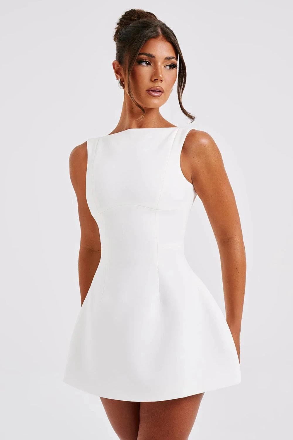 Fieno Sleeveless Short Dresses - Fieno - White