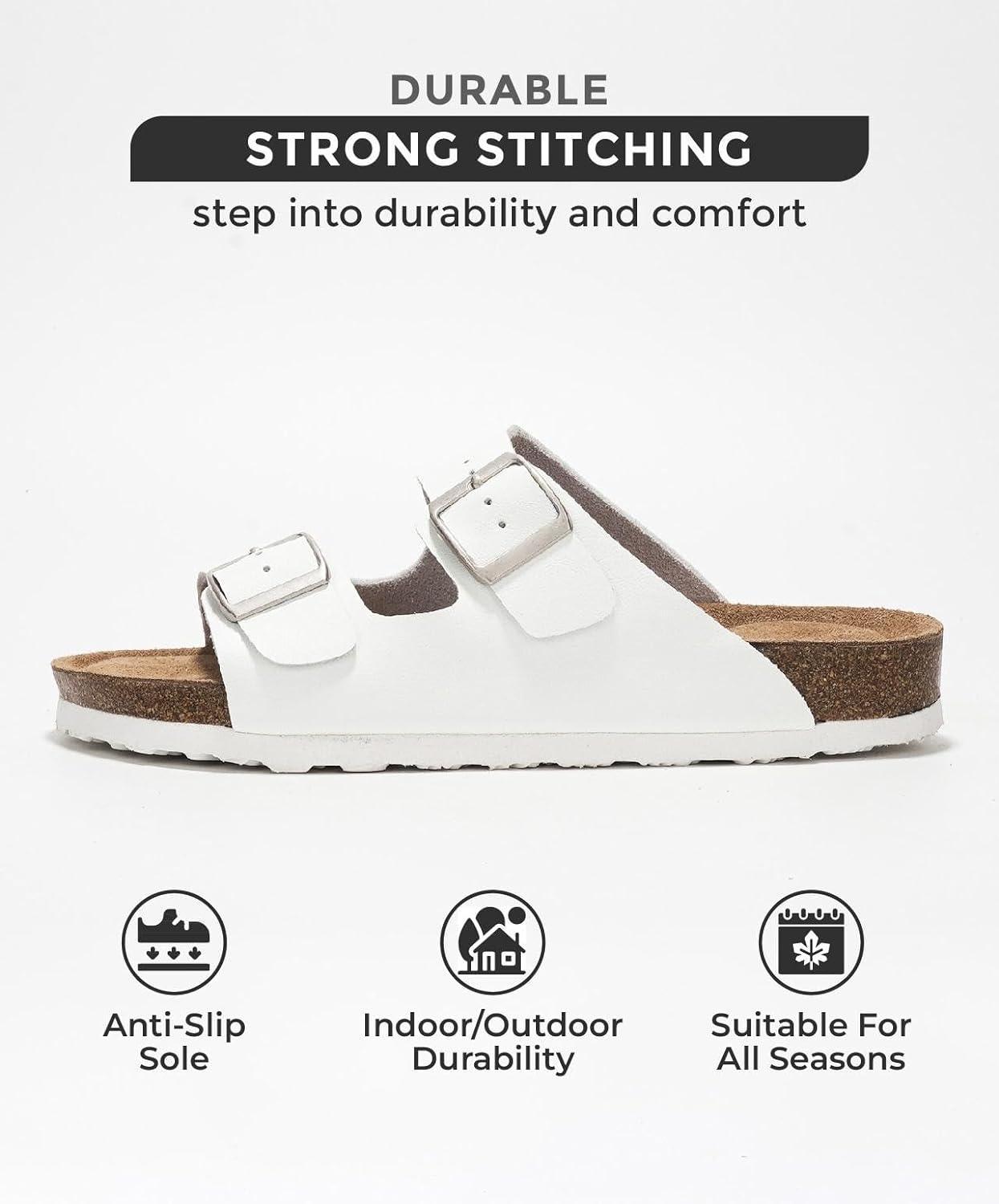 Casual Slippers Two Buckle Flat - sandals-Fieno