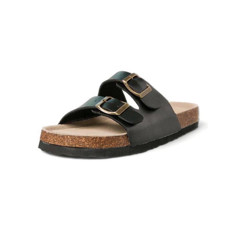 Casual Slippers Two Buckle Flat - FienosandalsFieno