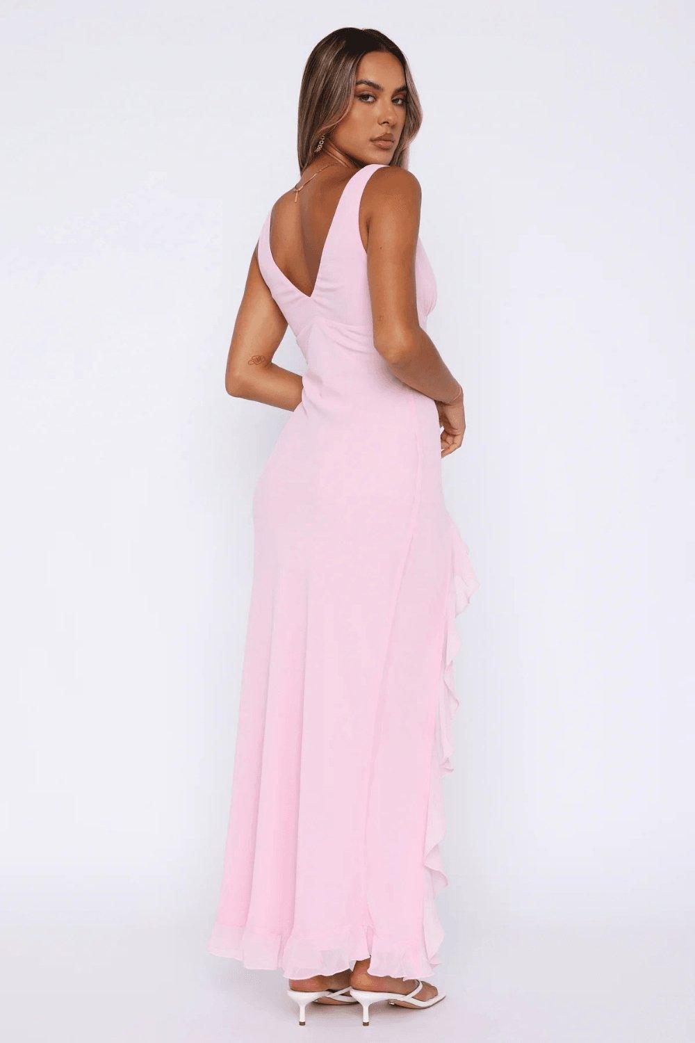 Fieno Asymmetrical Ruffle Hem Maxi Dress - FienoDressesFieno