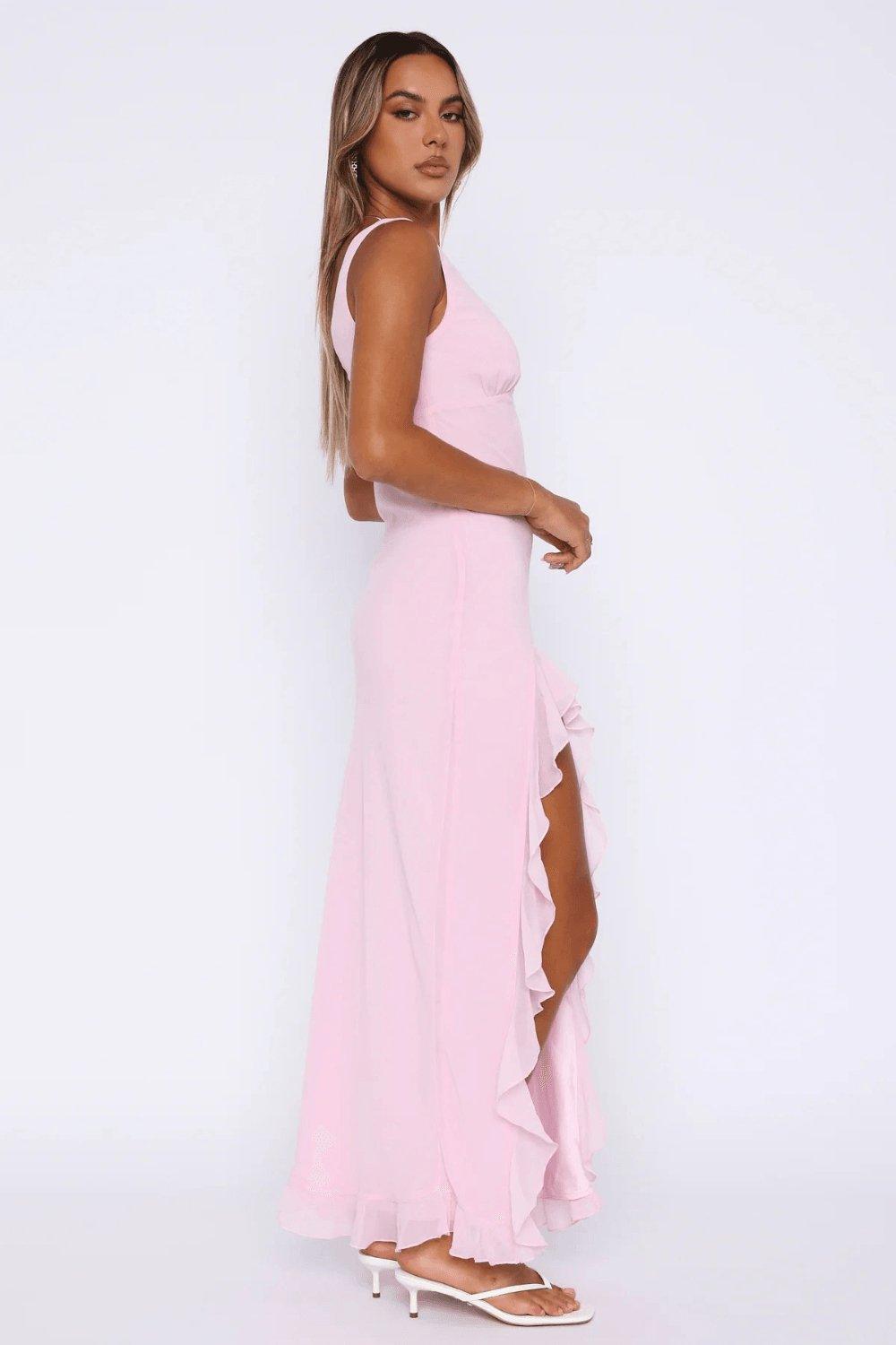 Fieno Asymmetrical Ruffle Hem Maxi Dress - FienoDressesFieno