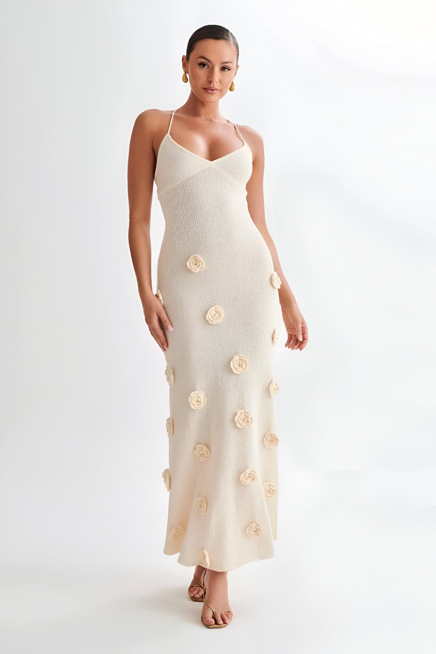 Fieno Floral Appliqué Maxi Dress - Fieno - Maxi Dress - White Dress