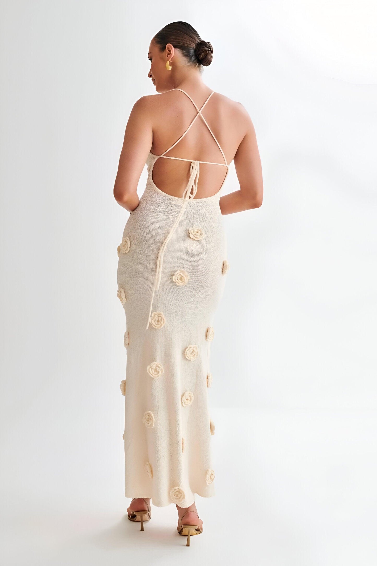 Fieno Floral Appliqué Maxi Dress - Fieno - Maxi Dress - White Dress